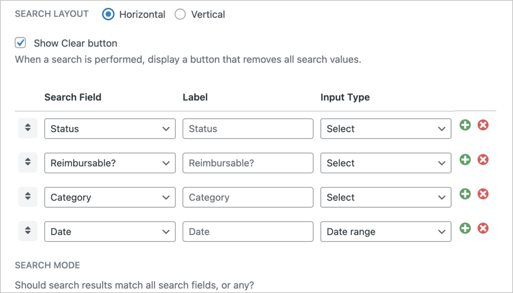 GravityView search bar widget settings
