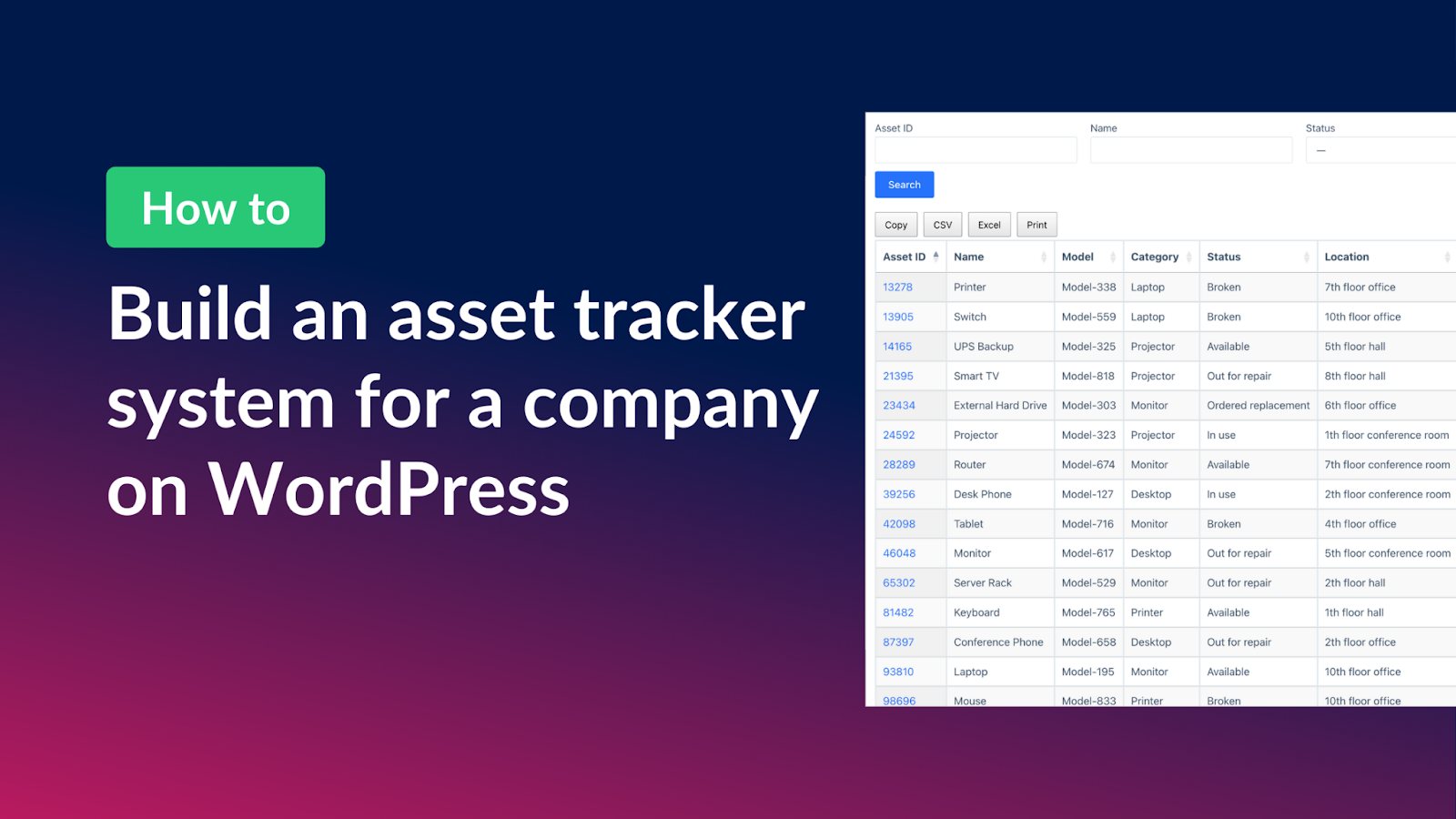 How to build an asset tracker system for a company on WordPress