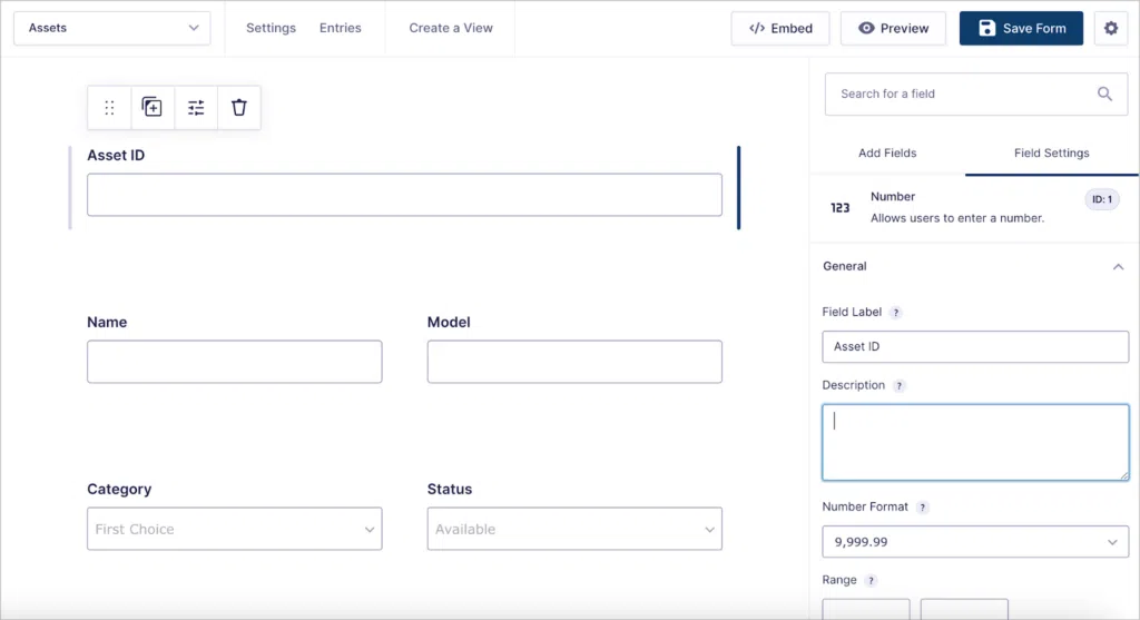 The Gravity Forms visual editor