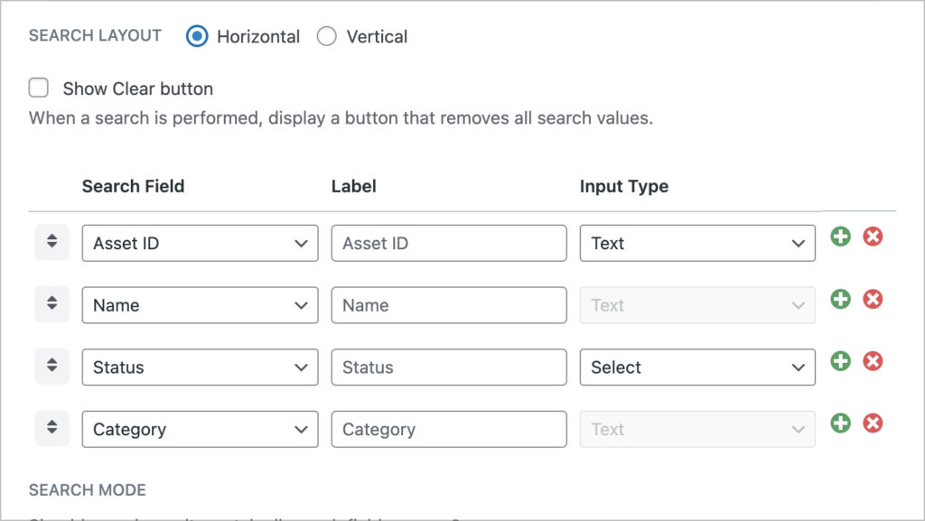 The search bar widget settings
