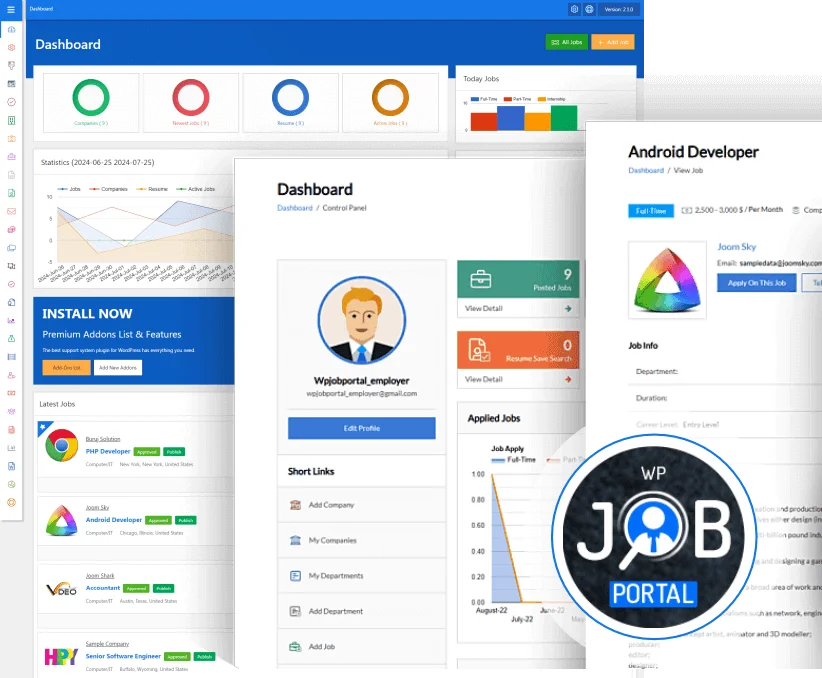 The WP Job Portal dashboard