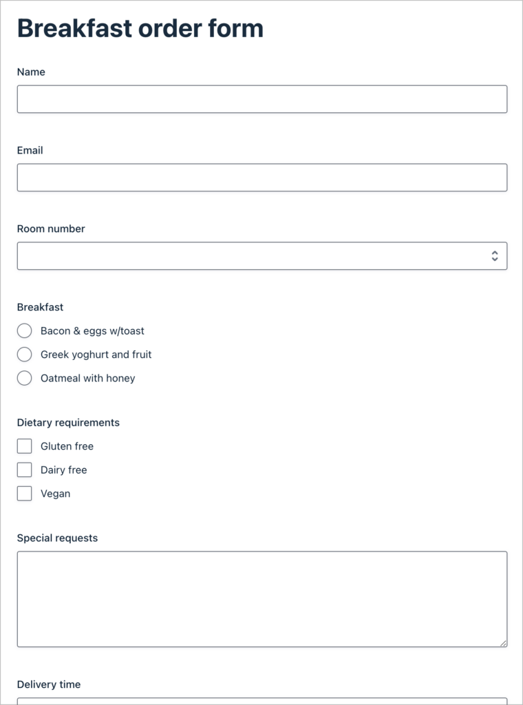 Breakfast order form