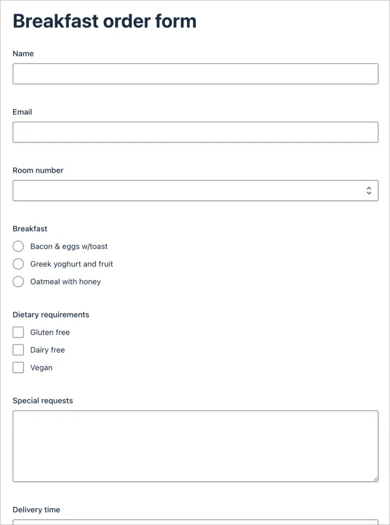 Breakfast order form