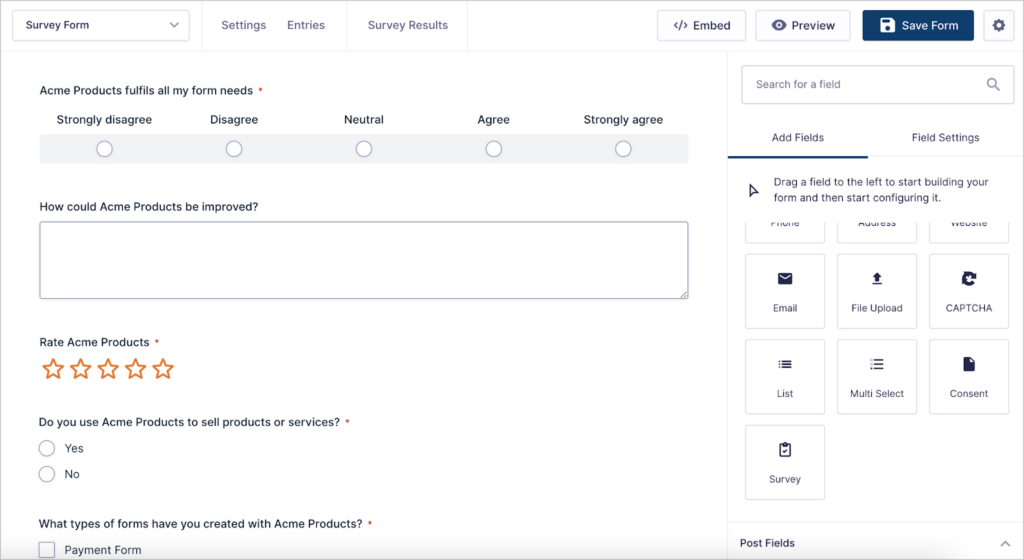 The Gravity Forms visual form builder