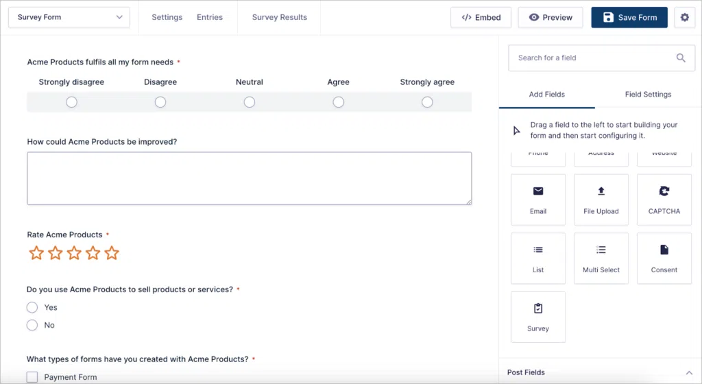 The Gravity Forms visual form builder