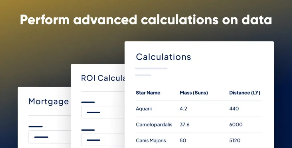The GravityMath product cards; it reads: 'Perform advanced calculations on data'