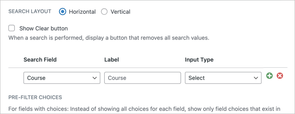 The search bar widget settings