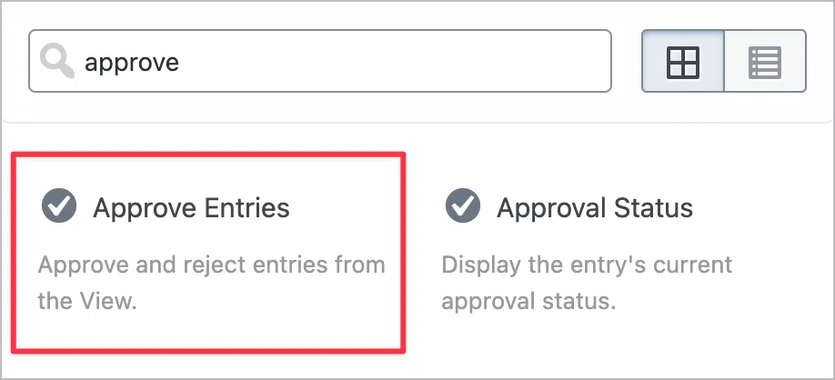The 'Approve Entries' field in GravityView