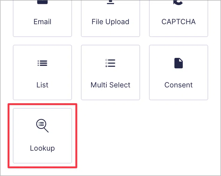 The 'Lookup' field in the Gravity Forms field picker