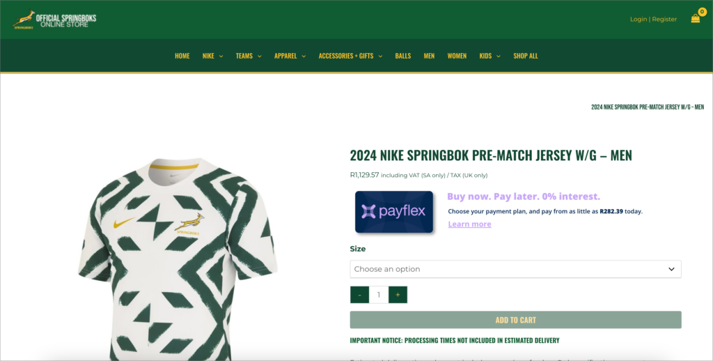 The official South African rugby team merch store