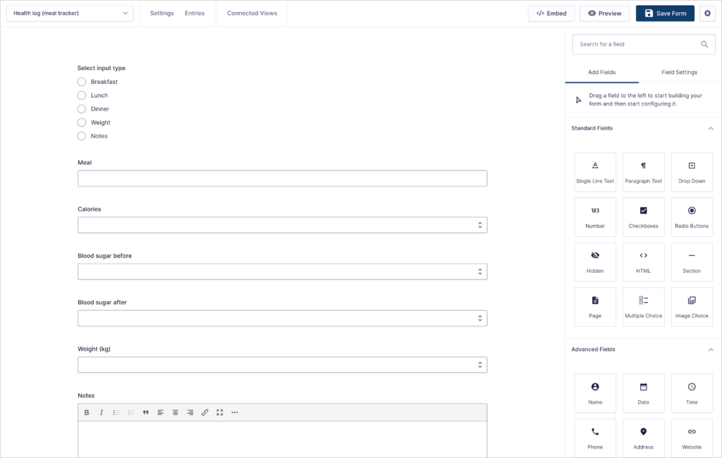 The Gravity Forms visual form builder