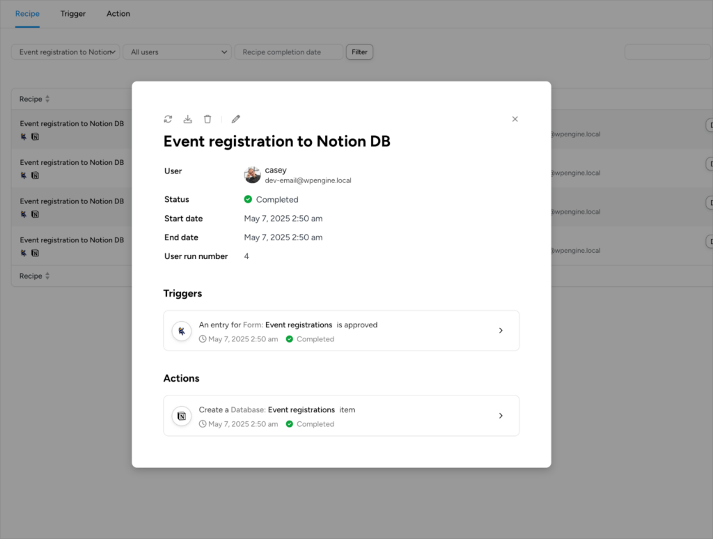 The Uncanny Automator logs, allowing you to see errors and other important information