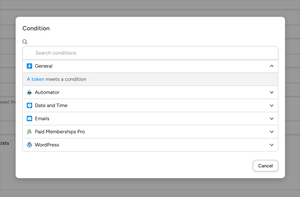 A modal showing supported filtering dimensions in Uncanny Automator