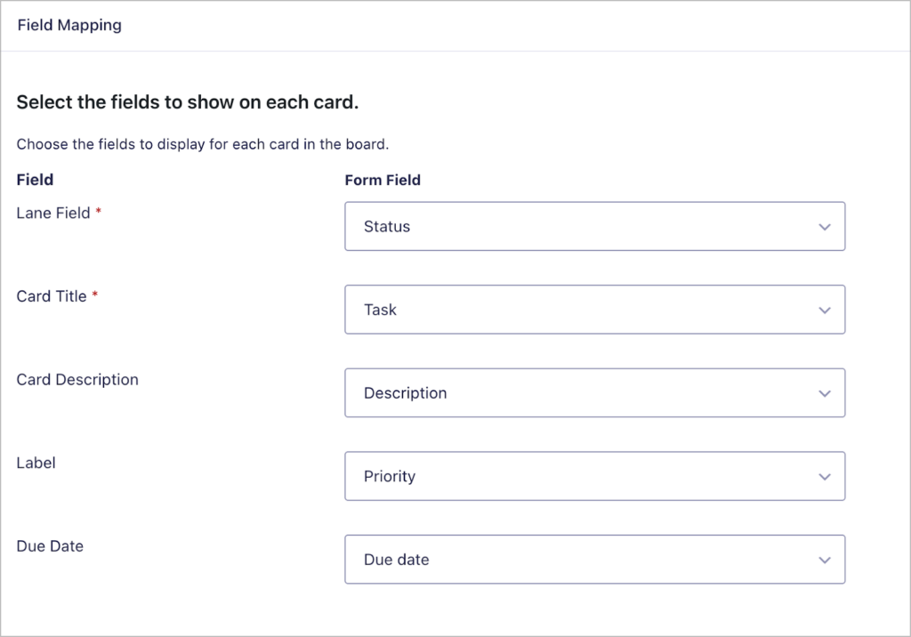 The 'Field Mapping' section in the GravityBoard feed settings