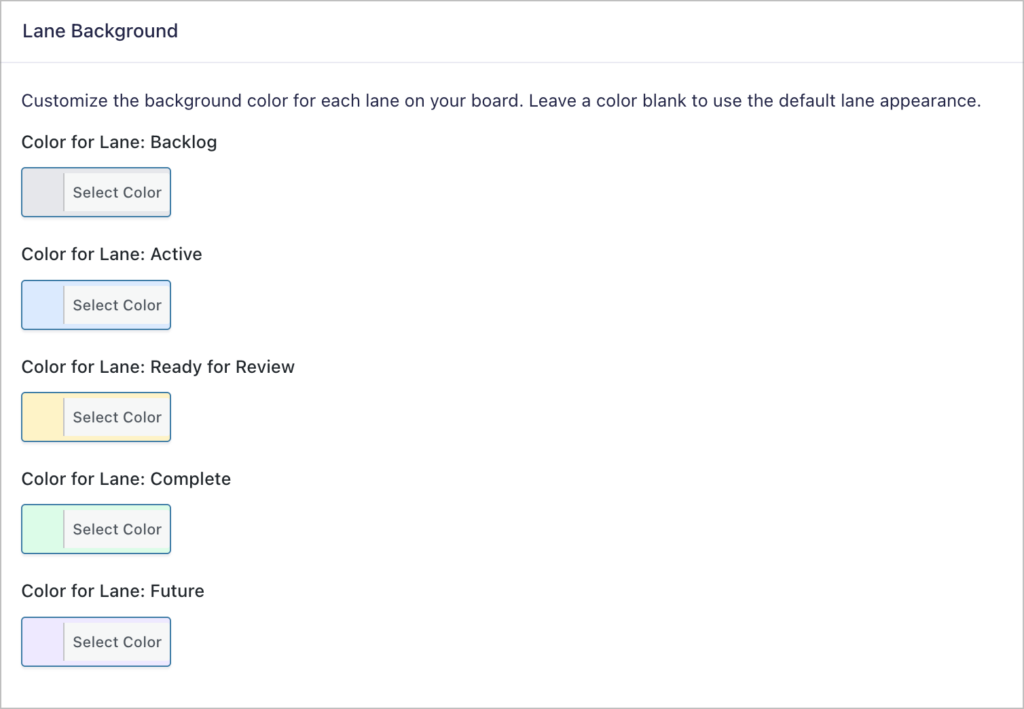 Color pickers for each GravityBoard lane