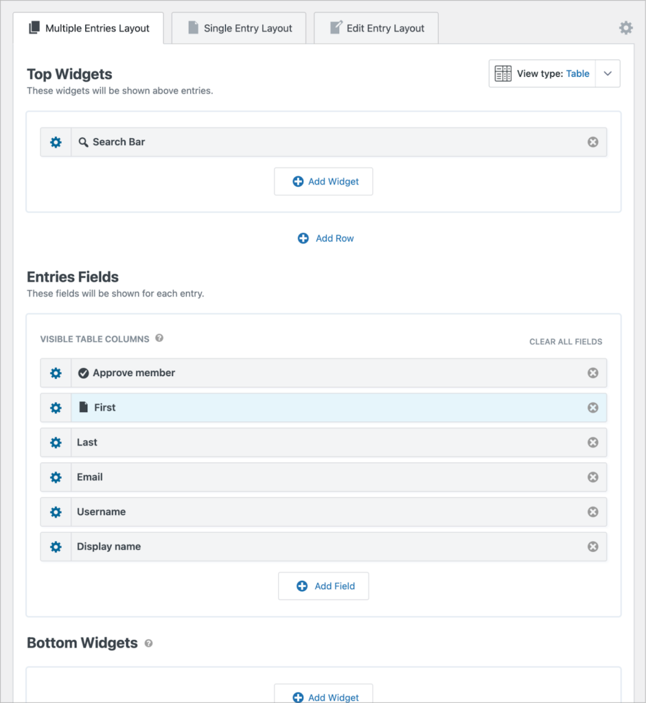 The GravityView visual editor