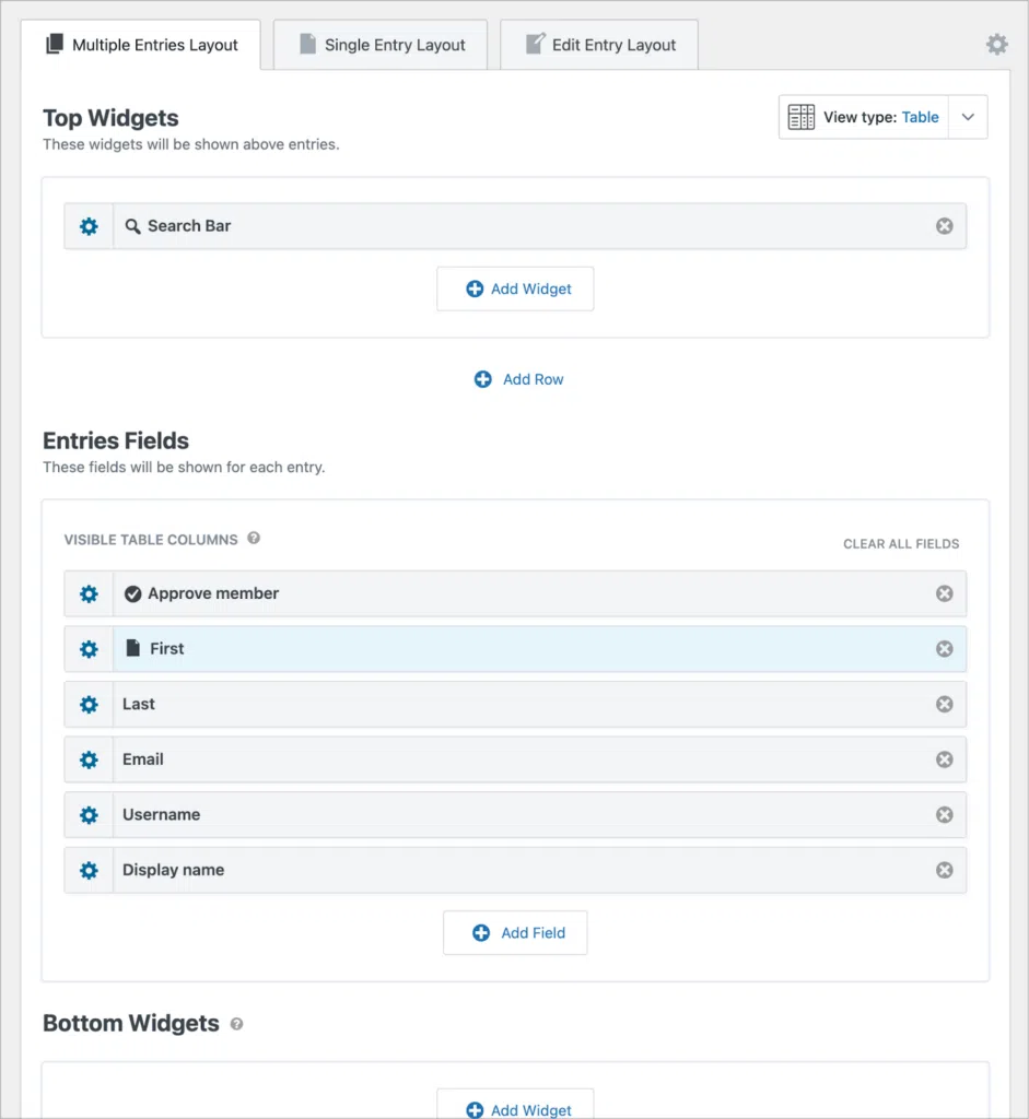 The GravityView visual editor