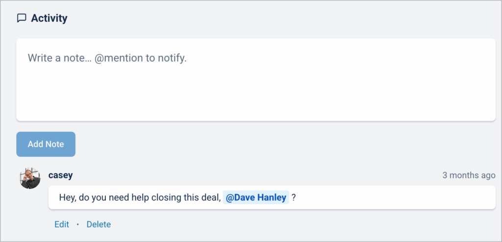 A text input box labeled 'Activity'