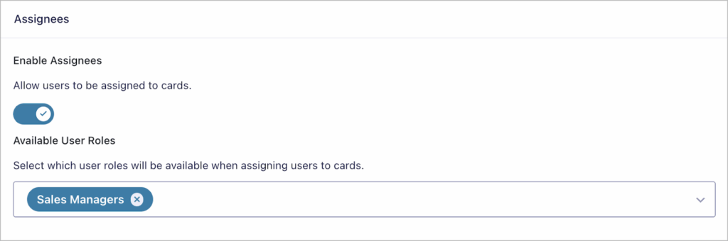 A toggle setting for enabling assignees