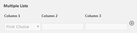 Three columns titled Column 1, Column 2, Column 3; first has a dropdown selected as "First Choice"