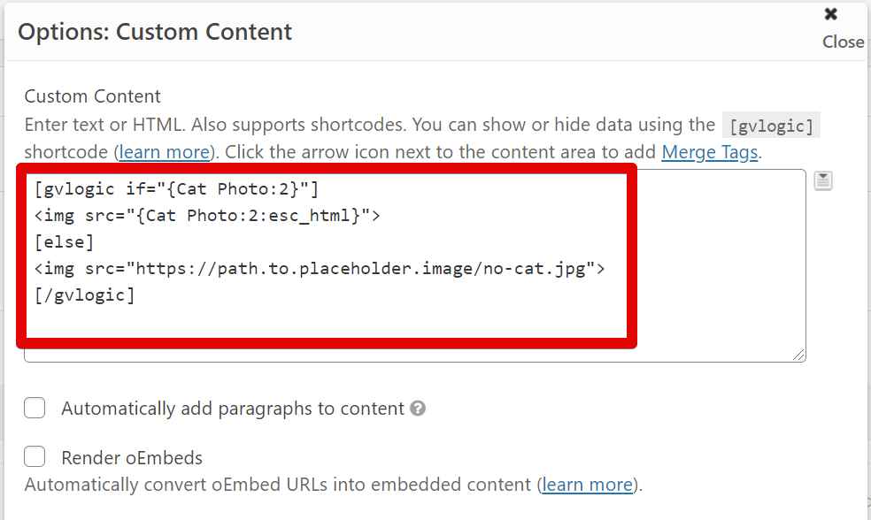Conditional code to display a cat photo or a placeholder image based on availability