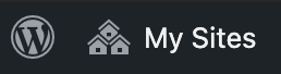 WordPress dashboard menu with "My Sites" highlighted
