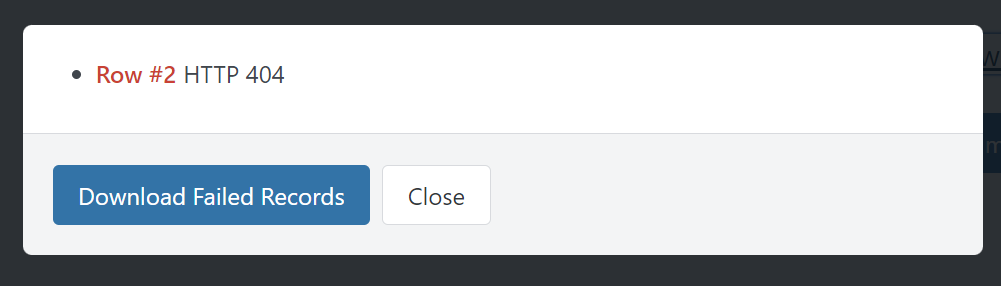 Screenshot of the HTTP 404 error 