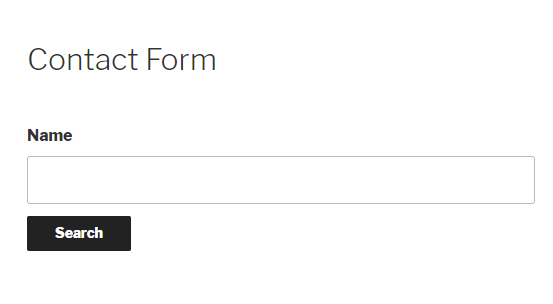 Contact form with a name input field and search button