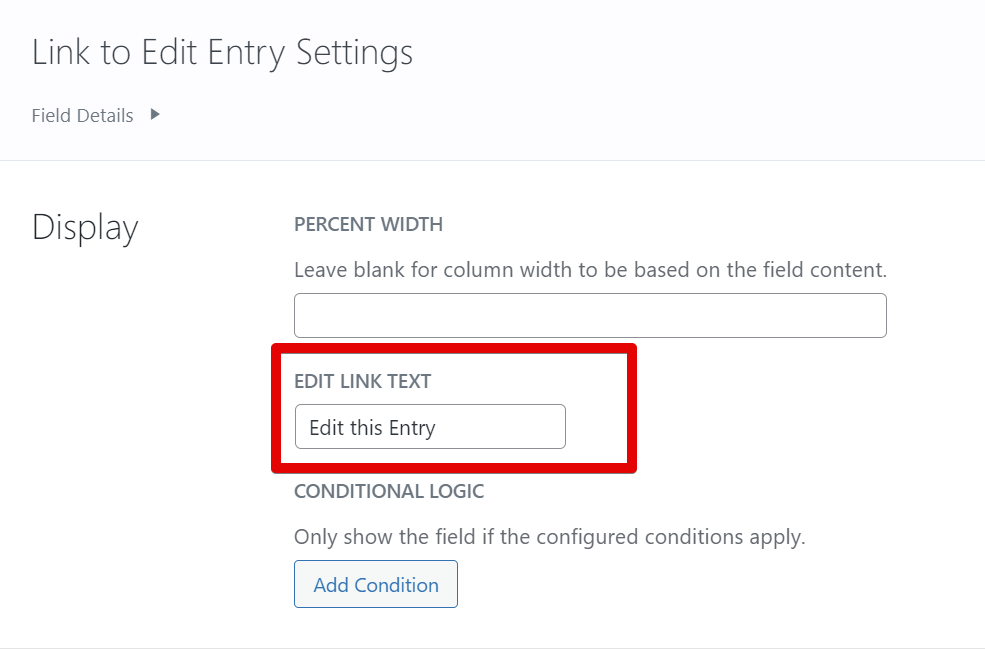 Edit Entry settings screen showing "Edit this Entry" text field for user customization