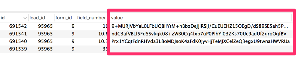 Table showing encrypted values not sorting correctly in Gravity Forms plugin