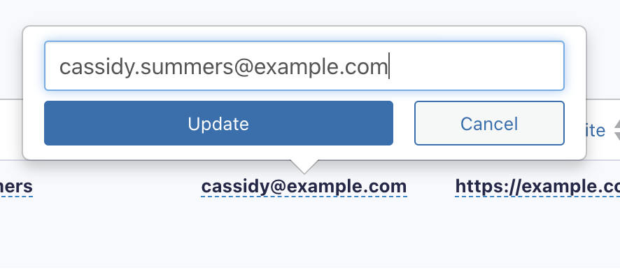 The edit box for inline editing