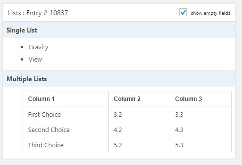 CSV import guide with single and multiple lists, entries in columns