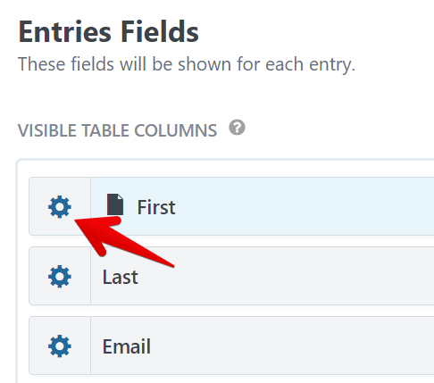 Settings options for customizing CSS classes on entry fields titled First, Last, and Email