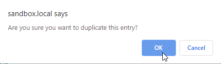 Confirmation prompt to duplicate a Gravity Forms entry with OK and Cancel buttons