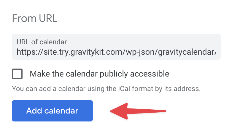 Add a calendar from URL using the iCal format in Google Calendar
