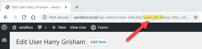 Finding a WordPress user ID in the browser address bar