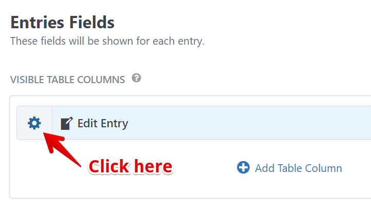 Settings gear icon highlighted to allow users to edit entry fields
