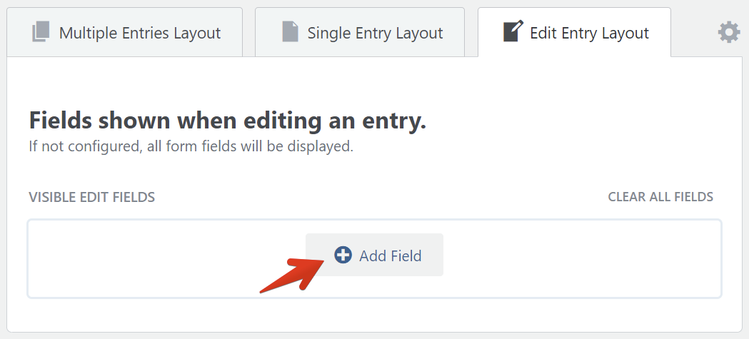 Edit Entry screen with "Add Field" button for customizing visible fields