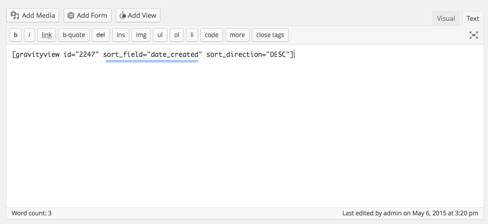 DataTables shortcode snippet with sort by date created in descending order
