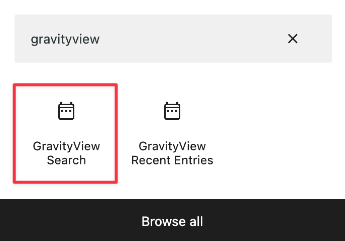 Search results for "GravityView" with "GravityView Search" highlighted