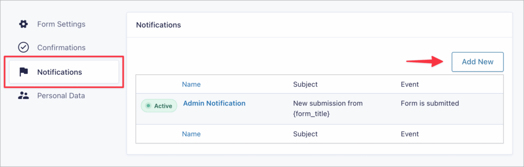 The Gravity Forms Notification page