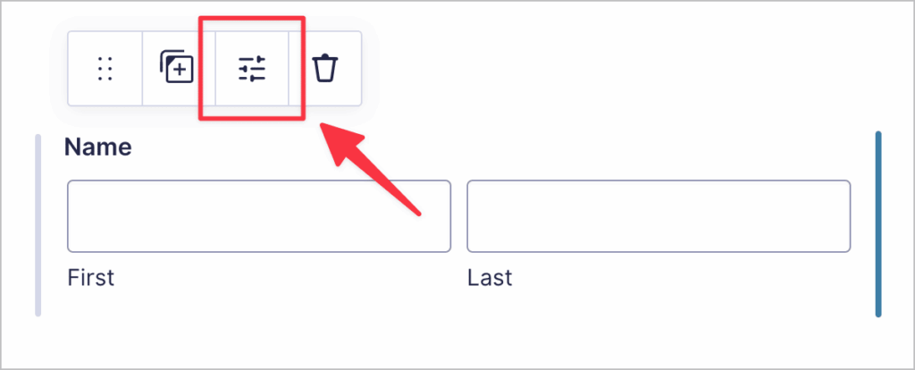 The 'Settings' icon for fields in Gravity Forms