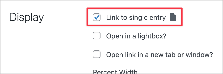 A checkbox labeled 'Link to single entry'