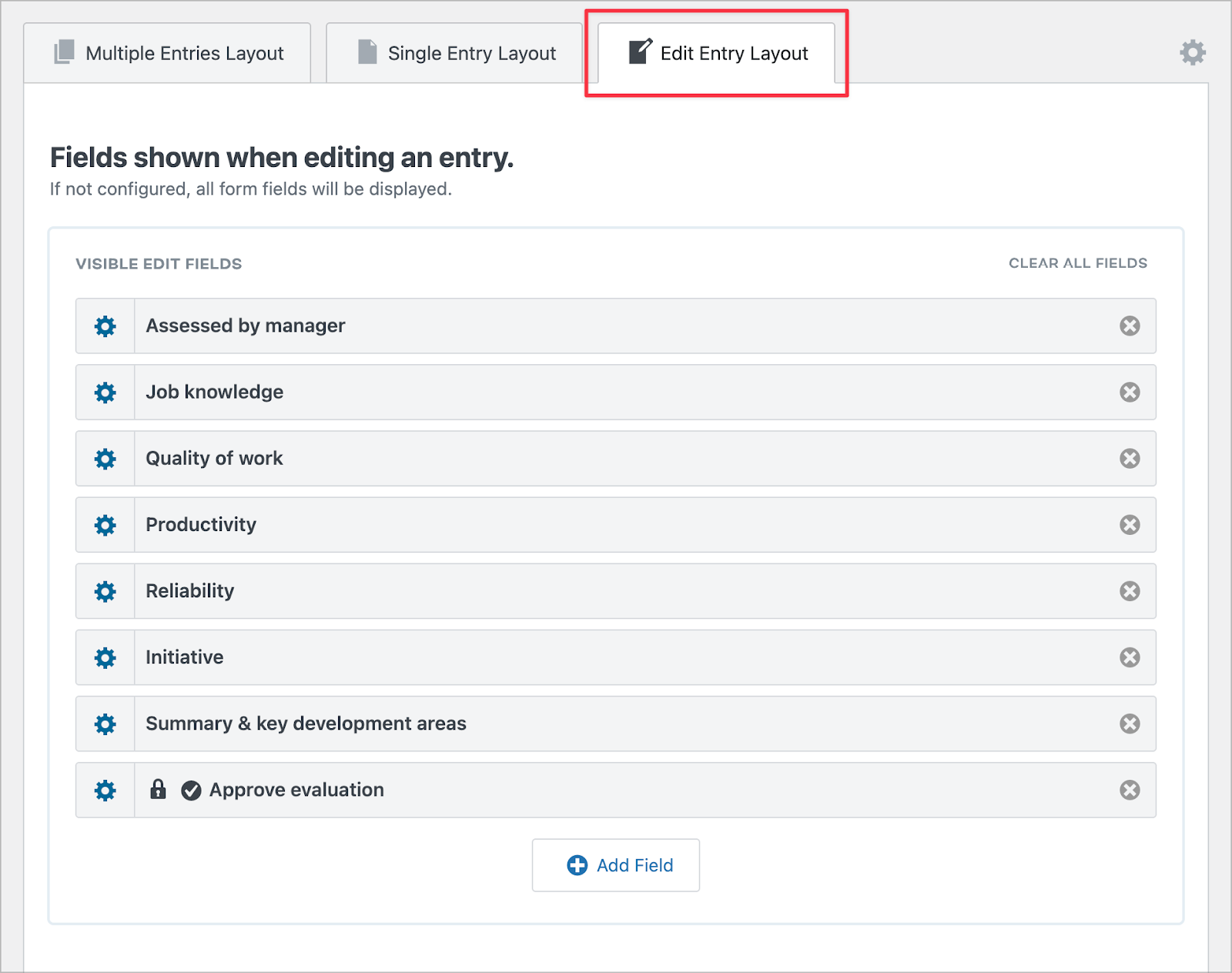 The GravityView Edit Entry Layout. There are several fields added here.