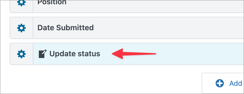 An arrow pointing to a field labeled 'Update status'