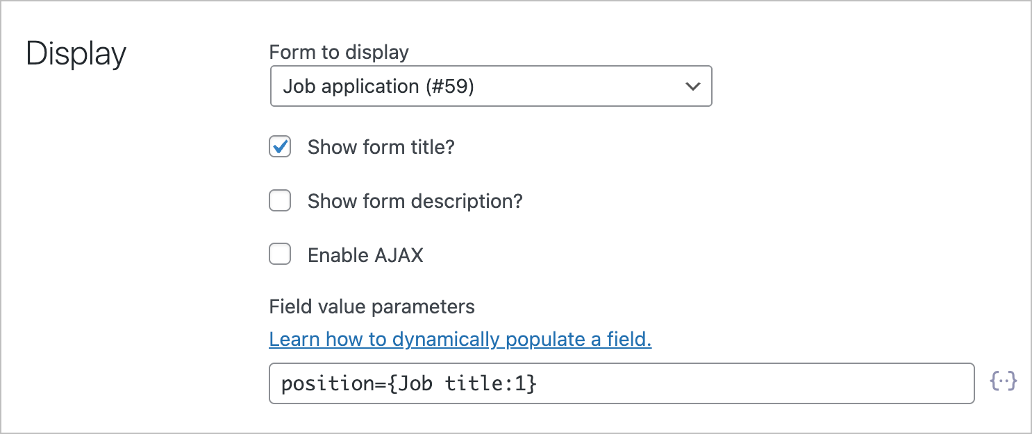 Gravity Forms field settings in GravityView.