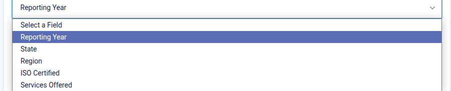 The GravityCharts Data Source list open, showing only the form's choice-based fields; its Number, text and Date fields are not offered