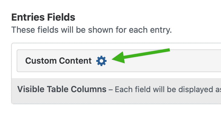 A Custom Content field placeholder, with a gear icon visible.