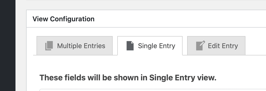 The Single Entry tab in an Edit View screen
