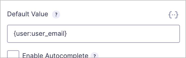 Default Value field for the Submitter Email containing the {user:user_email} merge tag